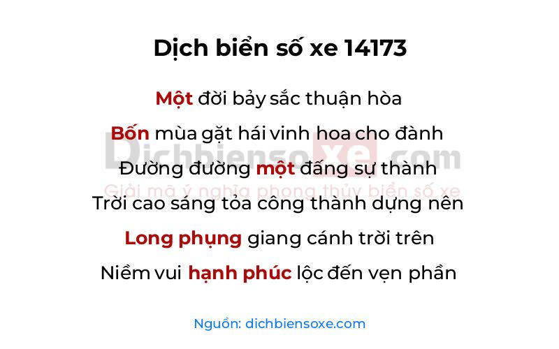 Dịch thơ biển số 14173
