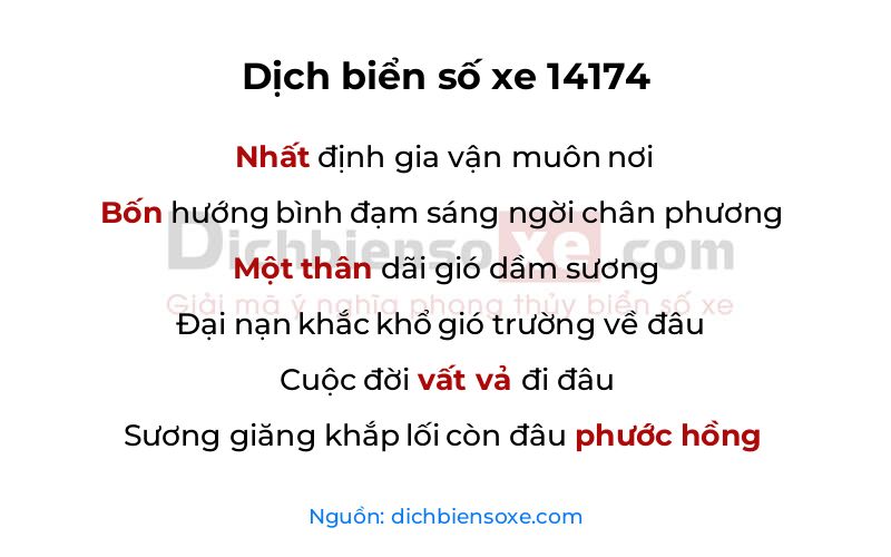 Dịch thơ biển số 14174