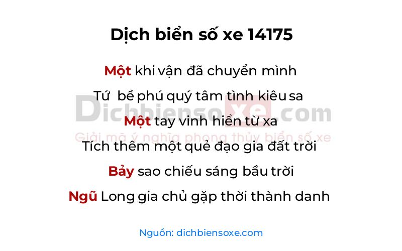 Dịch thơ biển số 14175