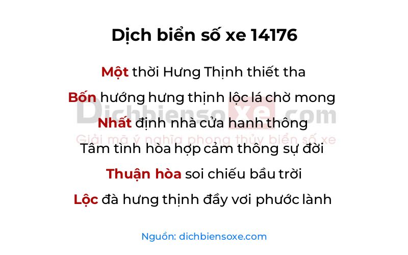 Dịch thơ biển số 14176