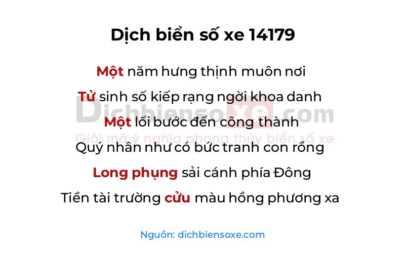 Dịch thơ biển số 14179