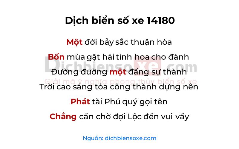 Dịch thơ biển số 14180