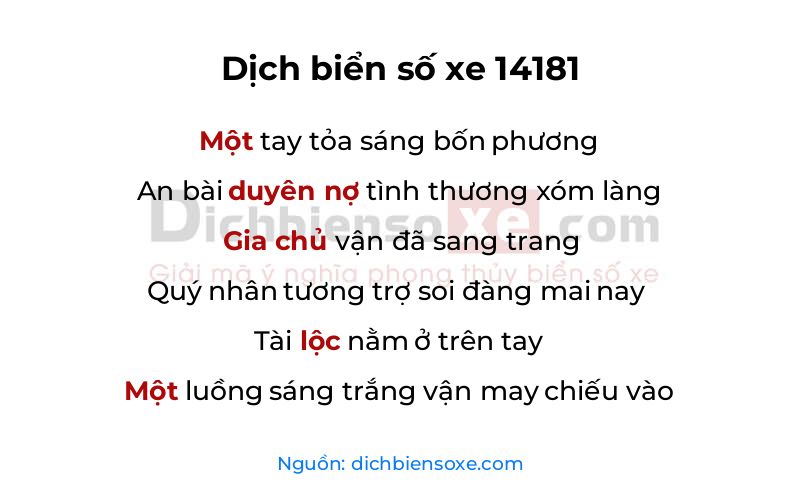 Dịch thơ biển số 14181