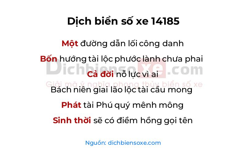Dịch thơ biển số 14185