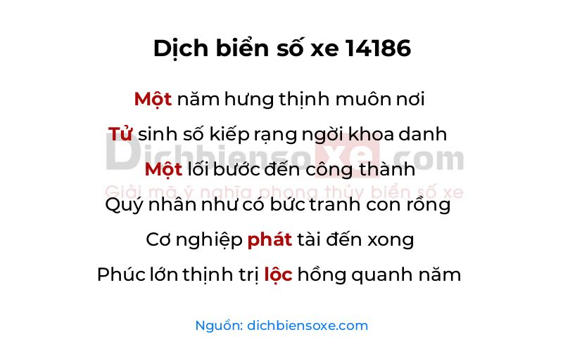 Dịch thơ biển số 14186