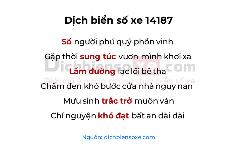 Dịch thơ biển số 14187