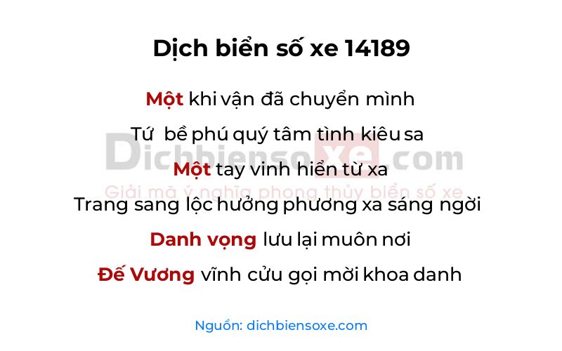 Dịch thơ biển số 14189