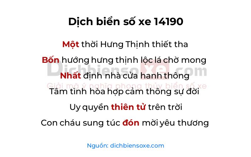 Dịch thơ biển số 14190