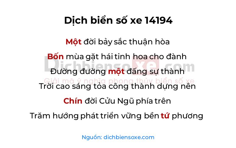 Dịch thơ biển số 14194