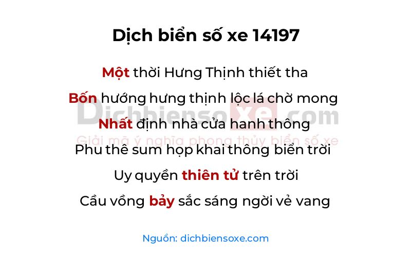 Dịch thơ biển số 14197