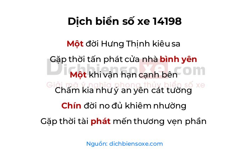 Dịch thơ biển số 14198