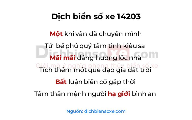 Dịch thơ biển số 14203