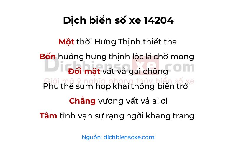 Dịch thơ biển số 14204