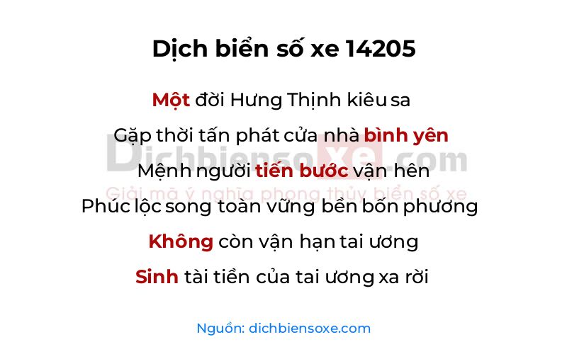 Dịch thơ biển số 14205