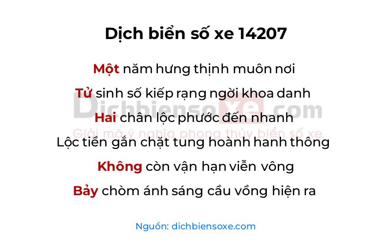 Dịch thơ biển số 14207