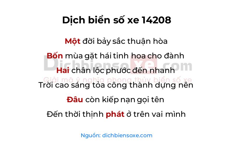 Dịch thơ biển số 14208