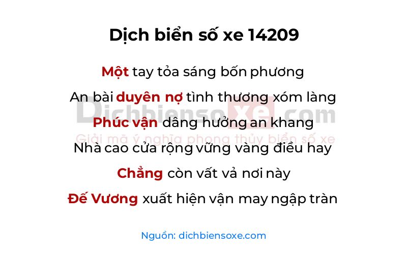 Dịch thơ biển số 14209