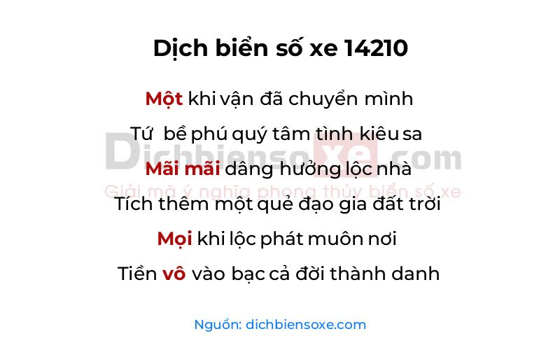 Dịch thơ biển số 14210