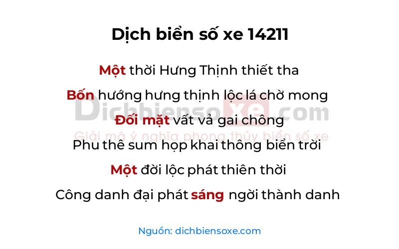 Dịch thơ biển số 14211