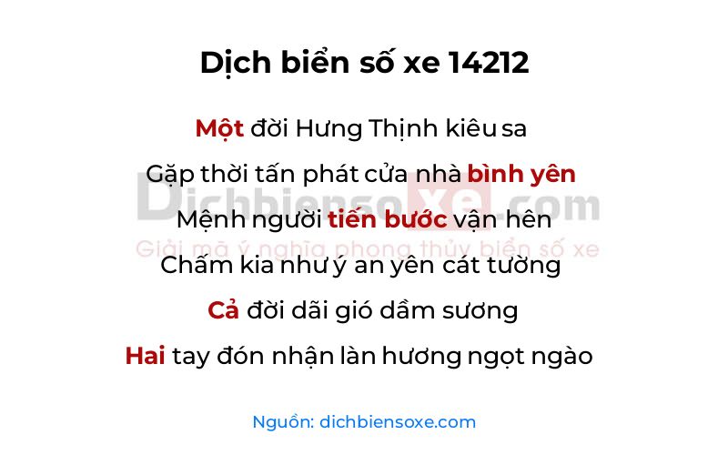 Dịch thơ biển số 14212