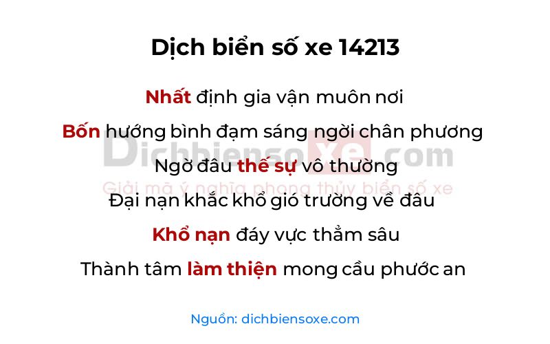 Dịch thơ biển số 14213