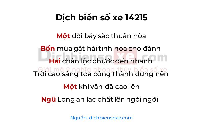 Dịch thơ biển số 14215