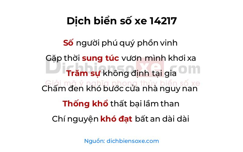 Dịch thơ biển số 14217
