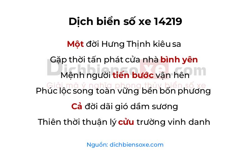 Dịch thơ biển số 14219