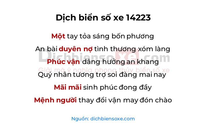 Dịch thơ biển số 14223