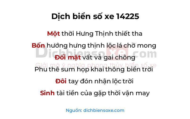 Dịch thơ biển số 14225