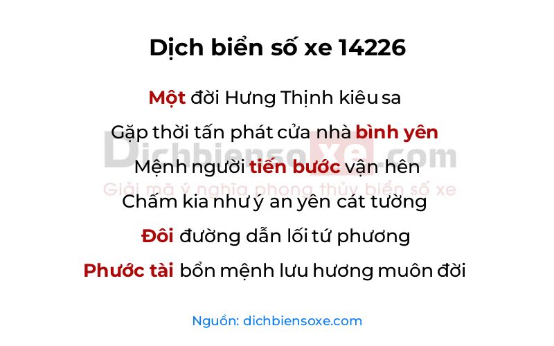 Dịch thơ biển số 14226