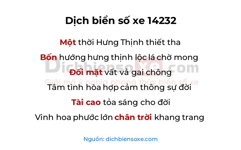 Dịch thơ biển số 14232