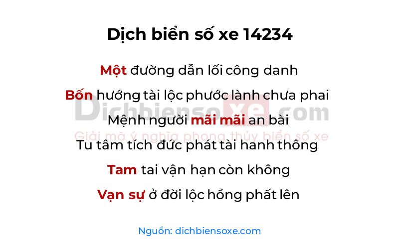 Dịch thơ biển số 14234