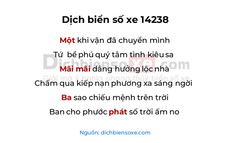 Dịch thơ biển số 14238