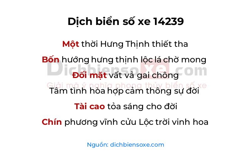 Dịch thơ biển số 14239