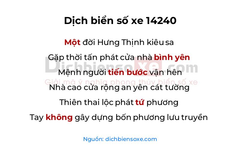 Dịch thơ biển số 14240