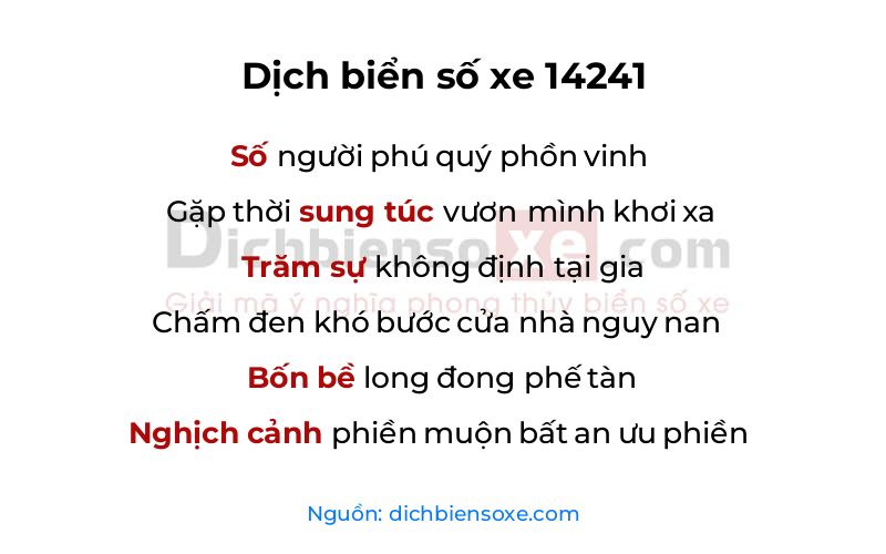 Dịch thơ biển số 14241