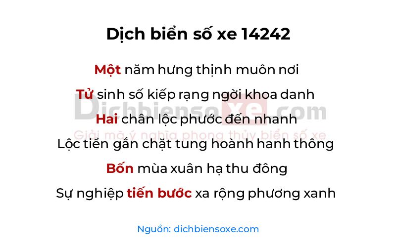 Dịch thơ biển số 14242