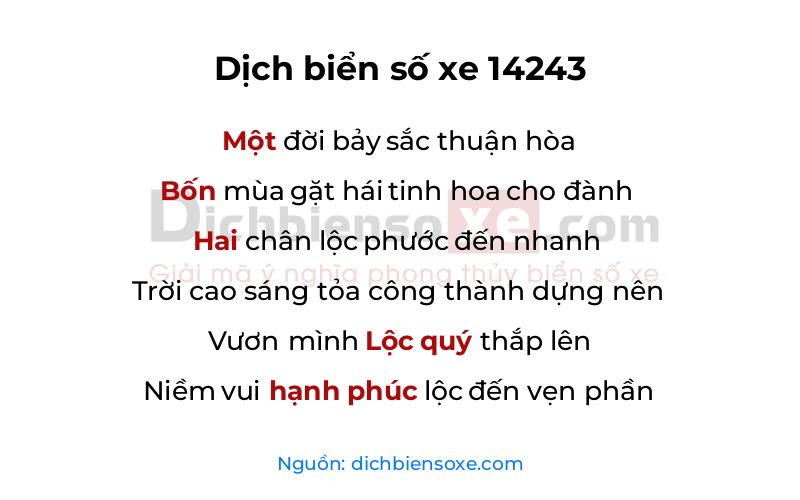 Dịch thơ biển số 14243