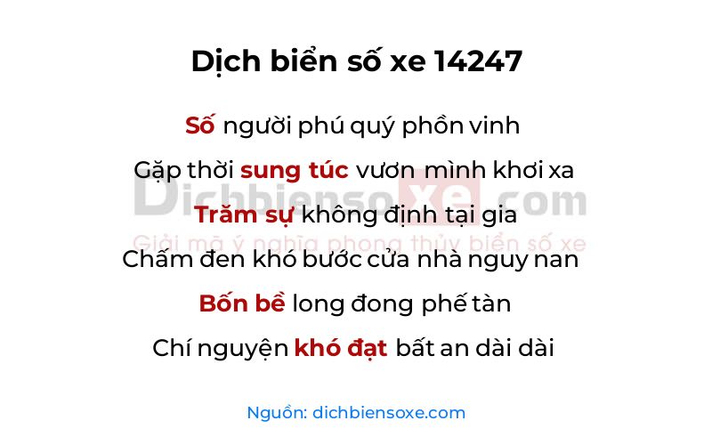 Dịch thơ biển số 14247