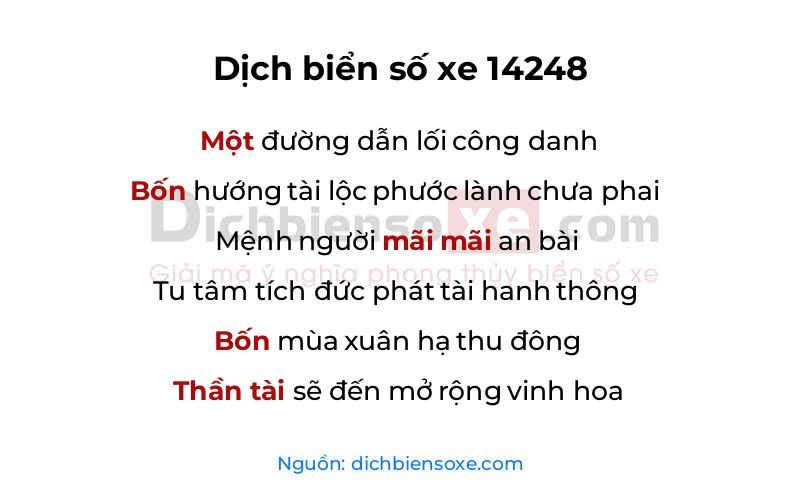 Dịch thơ biển số 14248