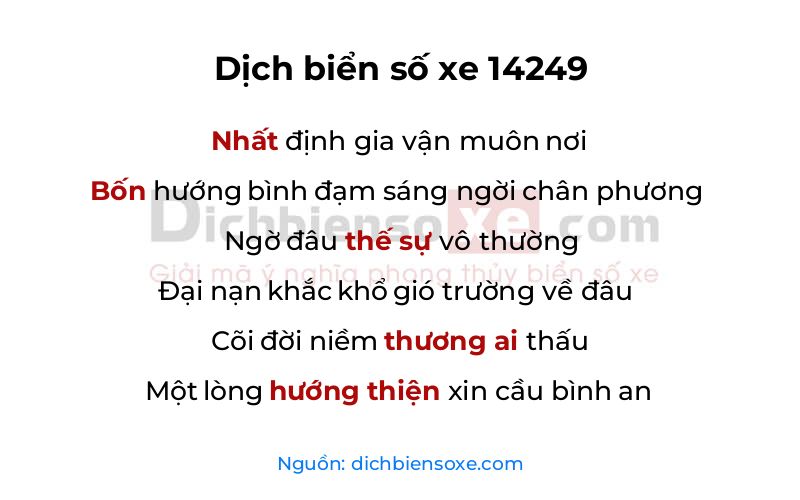 Dịch thơ biển số 14249