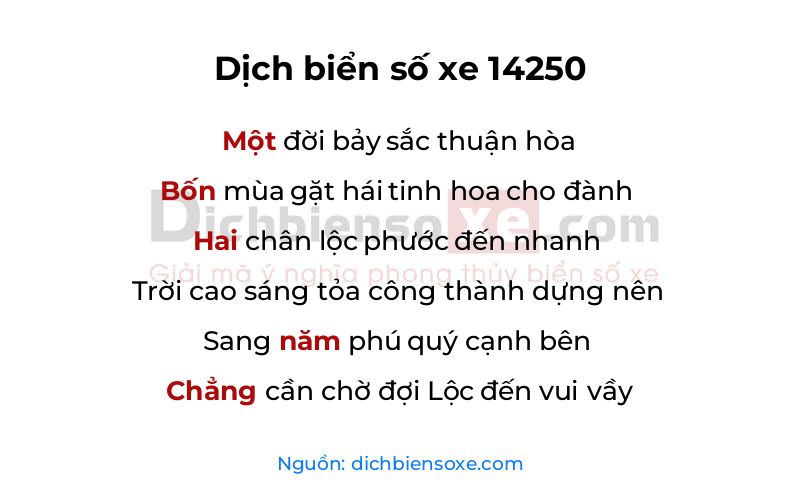 Dịch thơ biển số 14250