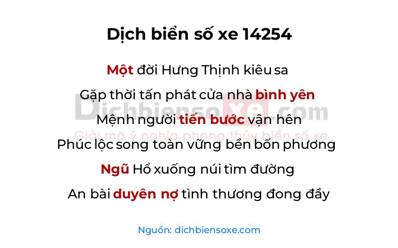 Dịch thơ biển số 14254