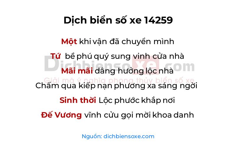 Dịch thơ biển số 14259