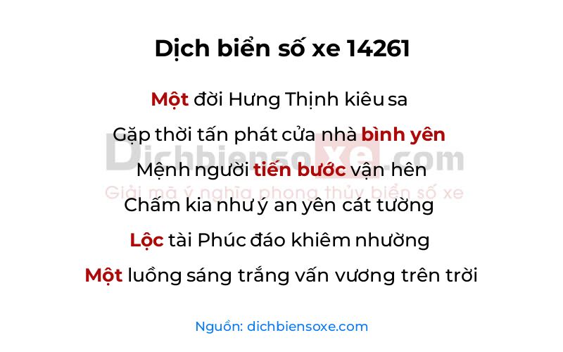 Dịch thơ biển số 14261