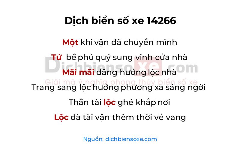 Dịch thơ biển số 14266