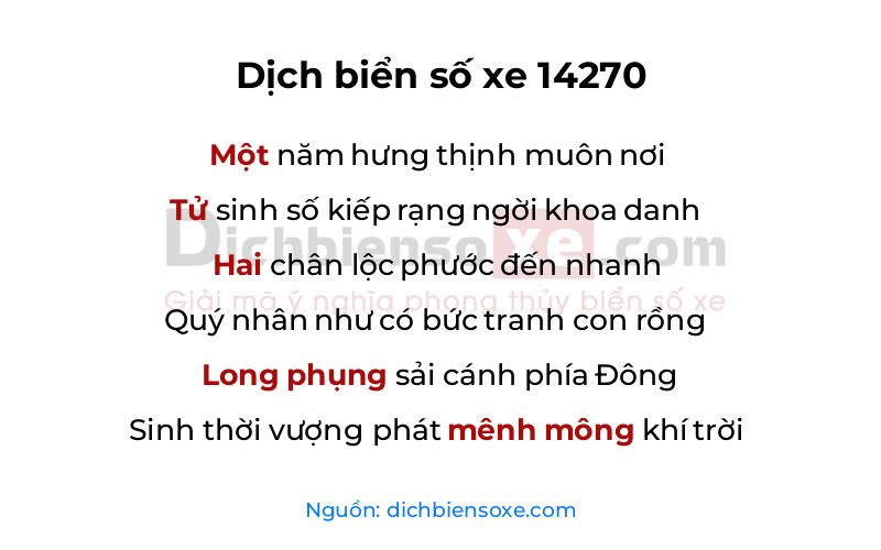 Dịch thơ biển số 14270