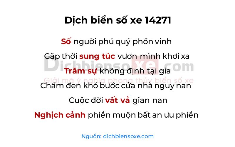 Dịch thơ biển số 14271