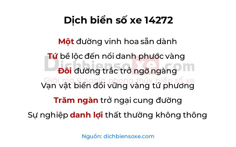 Dịch thơ biển số 14272